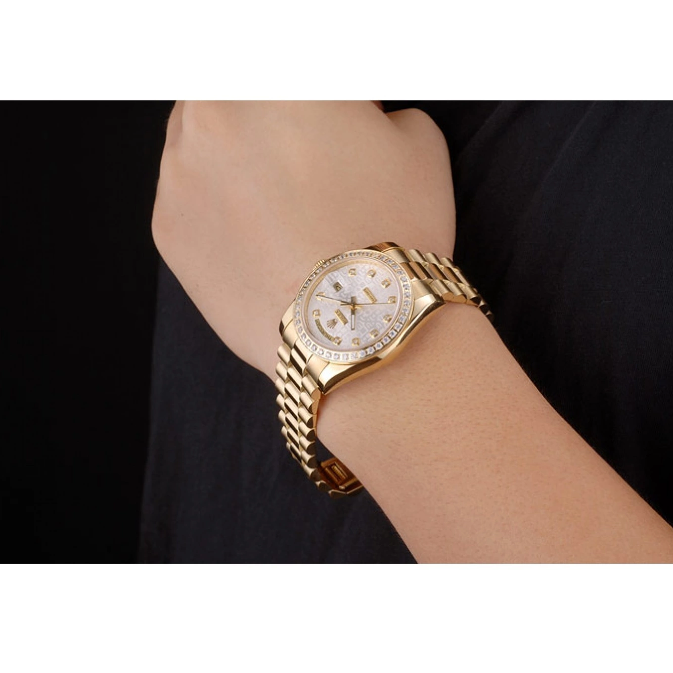 Aaa fake watches Dial Plated Gold White Yellow Day-Date Rolex Stainless Steel 18k 0709